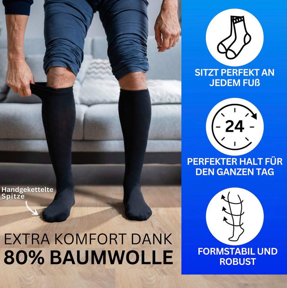 MEDOLY Kniestrümpfe Damen & Herren, mit 80% Baumwolle, Komfortbund (4 Paar) – Bild 5 von 5