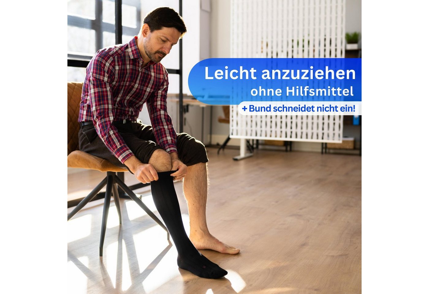 MEDOLY Kompressionsstrümpfe mit 65% Baumwolle, Reisestrümpfe (2 Paar) Stützstrümpfe mit Kompression – Bild 3 von 5
