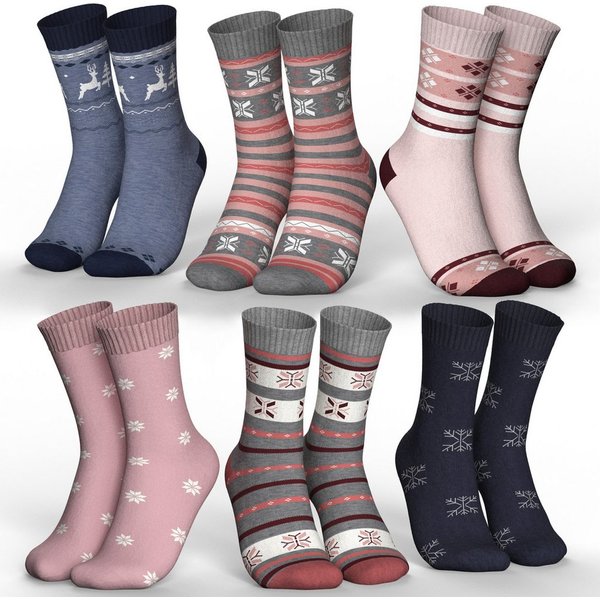 MEDOLY Thermosocken Damen Wintersocken mit 85% Baumwolle (6er Pack) Vollfrottee für extra Wärme