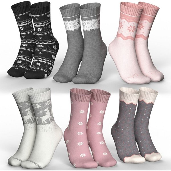 MEDOLY Thermosocken Damen Wintersocken mit 85% Baumwolle (6er Pack) Vollfrottee für extra Wärme