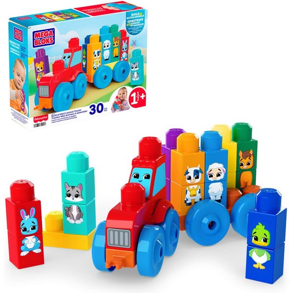 MEGA BLOKS MEGA BLOKS Bau- und Lerntiertraktor Spielbausteine, (30 St)