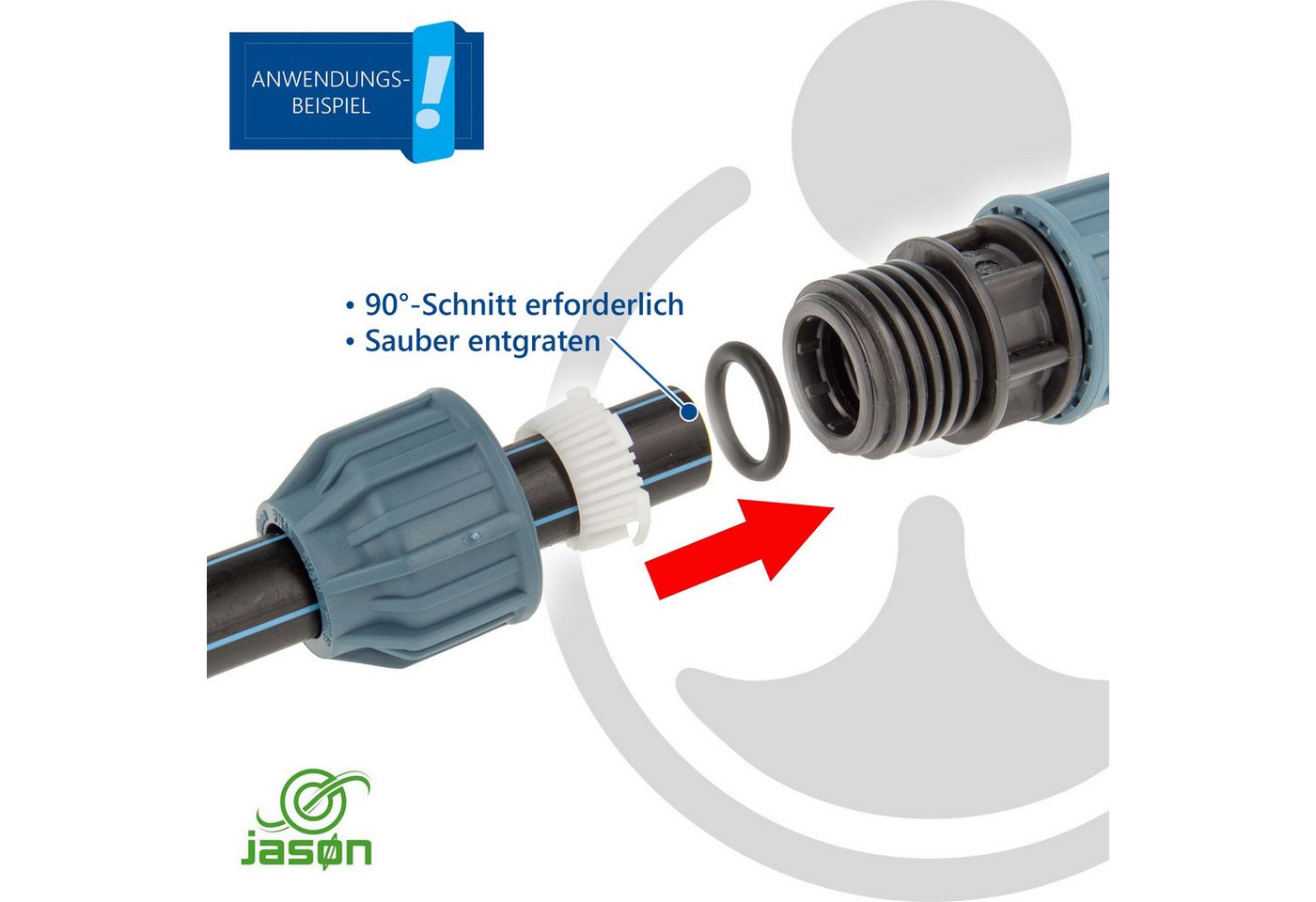 Mega Group Rohrverbinder PP-Klemmverbinder gerade mit AG - für PE-Rohr - DVGW zugelassen – Bild 4 von 5