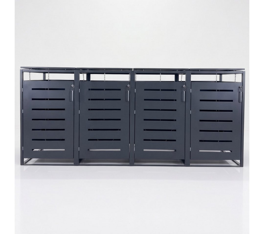 Mega-Holz Mülltonnenbox Mülltonnenbox mit Schloss - BASIC - Anthrazit - 240l - 4er, Pulverbeschichtet, Farbton Anthrazit für Mülltonnen bis 240 L – Bild 2 von 5