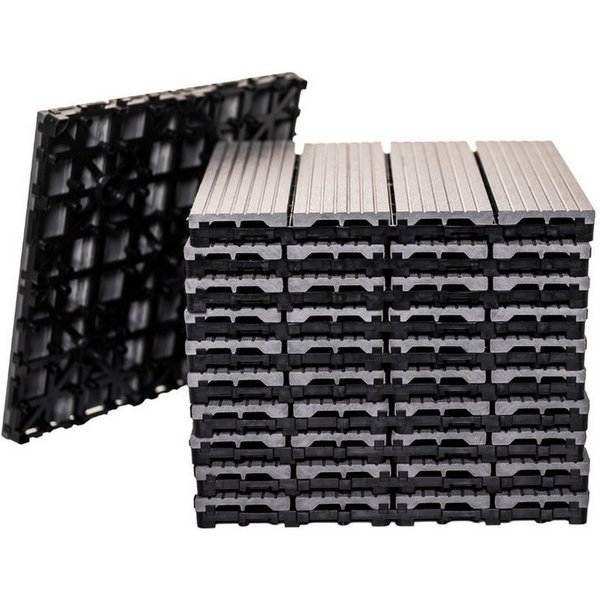 Mega-Holz Terrassendielen WPC Terrassenfliesen mit Klicksystem, 5m² Set - 55 Fliesen, 5 m², BxL: je 30x30 cm, 21 mm Stärke, (Sparset, 55-St), 30x30 cm, Wetterfe