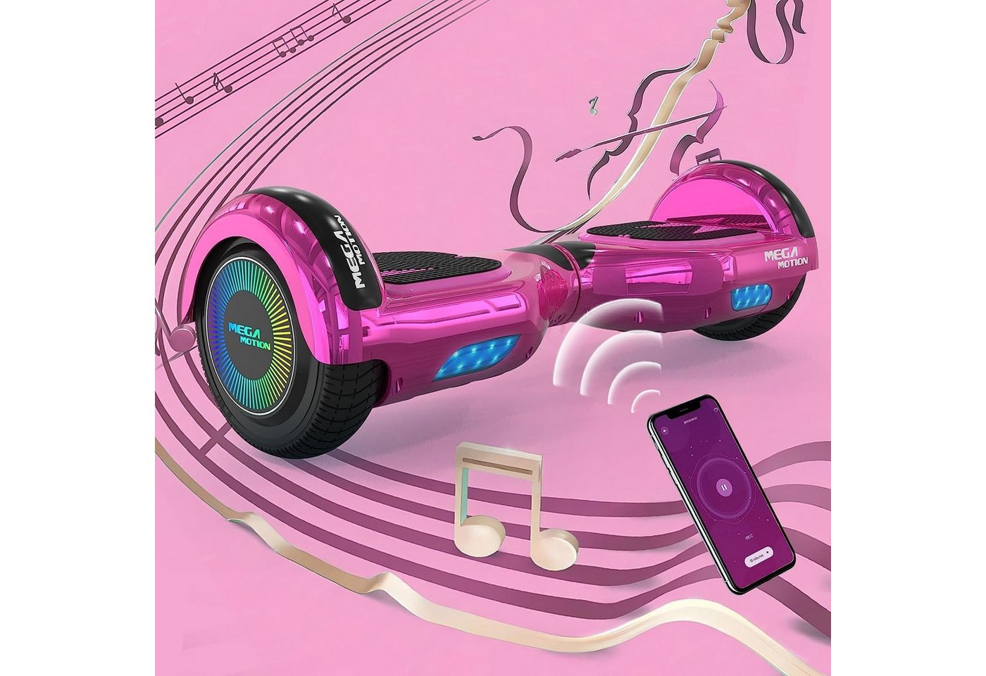 Mega Motion Balance Scooter 6.5 Zoll Hoverboards mit Sitz Hoverkart und Bluetooth und LED-Licht, 15 km/h, mit einem Go-Kart, Geschenk für Kinder und Jugendliche – Bild 3 von 5