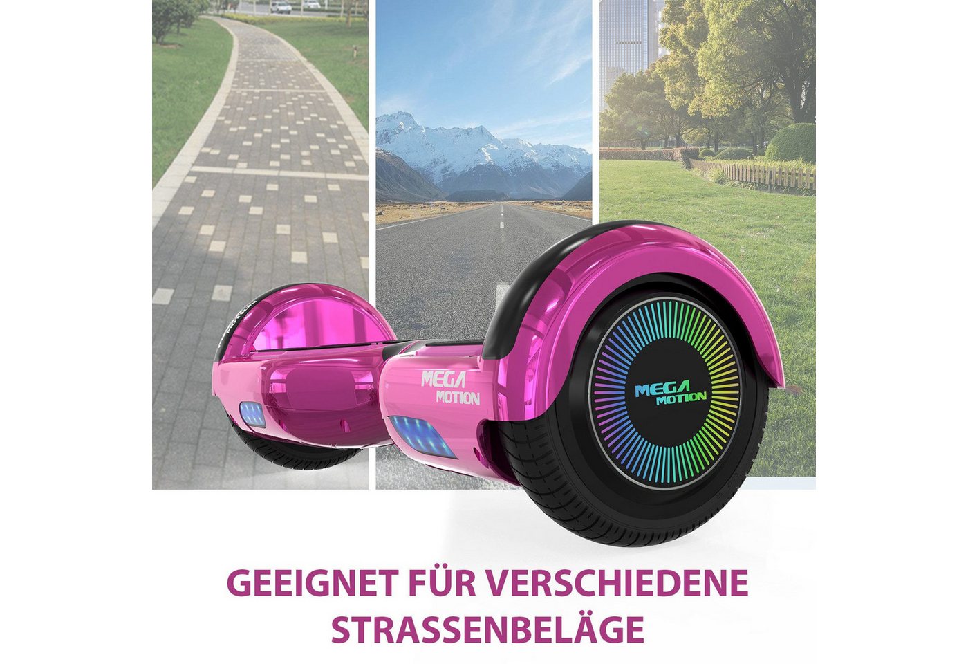 Mega Motion Balance Scooter 6.5 Zoll Hoverboards mit Sitz Hoverkart und Bluetooth und LED-Licht, 15 km/h, mit einem Go-Kart, Geschenk für Kinder und Jugendliche – Bild 4 von 5