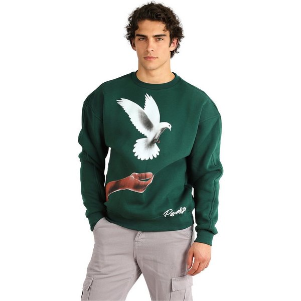 Megaman Jeans Sweatshirt Basic Sweatshirt I Pullover Herren aus Baumwolle & Elastan Print