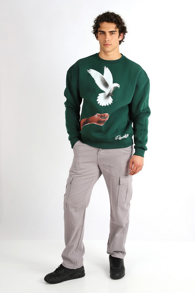 Megaman Jeans Sweatshirt Basic Sweatshirt I Pullover Herren aus Baumwolle & Elastan Print – Bild 4 von 4