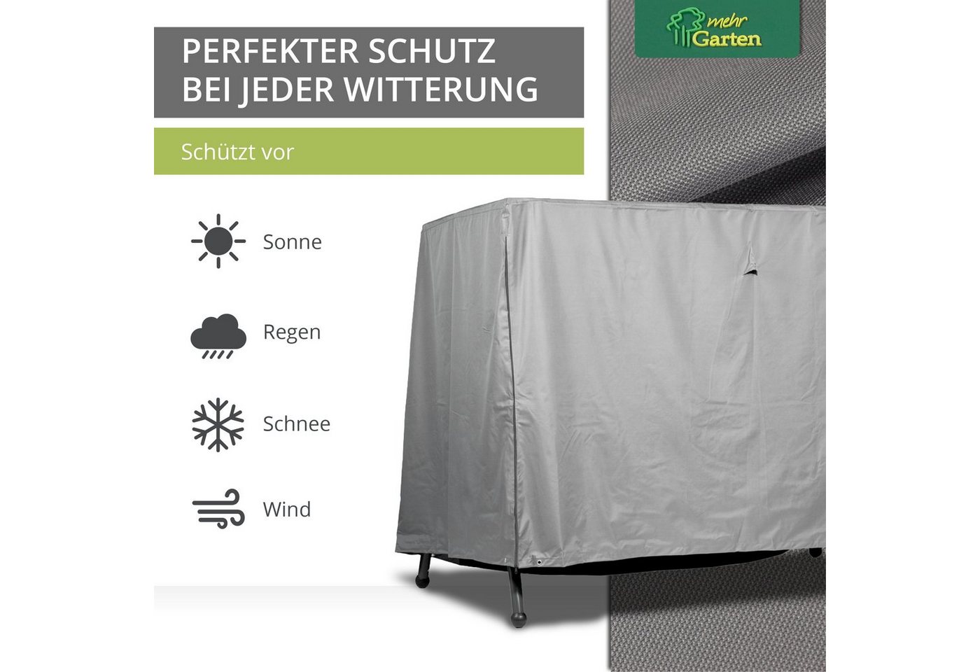 mehr Garten Gartenmöbel-Schutzhülle Premium, Premium Schutzhülle für Gartenschaukel / Hollywoodschaukel I 3 Sitzer: – Bild 4 von 5
