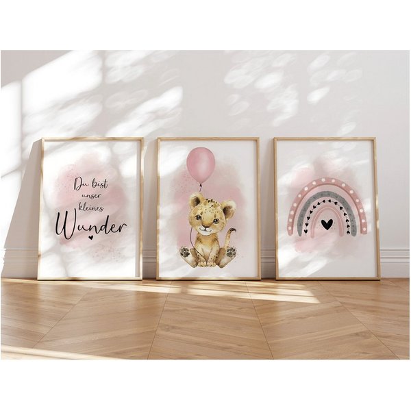 MeinBaby123® Poster Bilder Kinderzimmer, Poster Kinderzimmer Deko, Babyzimmer Deko, Spruch Wandbilder, Boho, Tiere