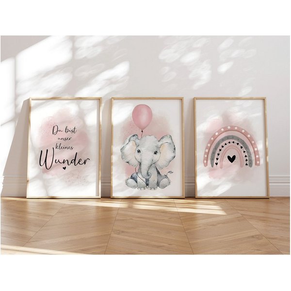 MeinBaby123® Poster Bilder Kinderzimmer, Poster Kinderzimmer Deko, Babyzimmer Deko, Spruch Wandbilder, Boho, Tiere