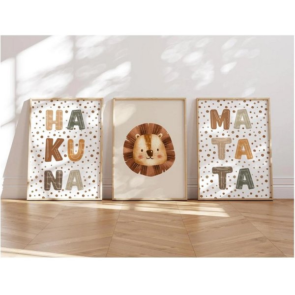 MeinBaby123® Poster Bilder Kinderzimmer, Poster Kinderzimmer Deko, Süße Tiere, Babyzimmer, Tiere Wandbilder, Boho, Sprüche