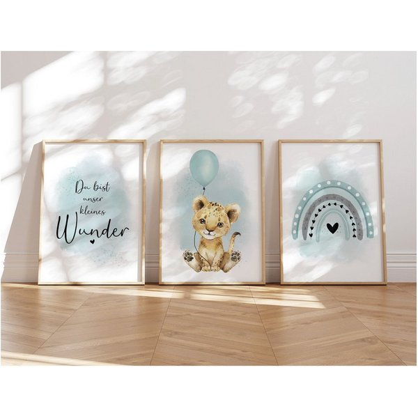 MeinBaby123® Poster Bilder Kinderzimmer, Poster Kinderzimmer Deko, Babyzimmer Deko, Spruch Wandbilder, Boho, Tiere