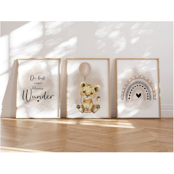 MeinBaby123® Poster Bilder Kinderzimmer, Poster Kinderzimmer Deko, Babyzimmer Deko, Spruch Wandbilder, Boho, Tiere