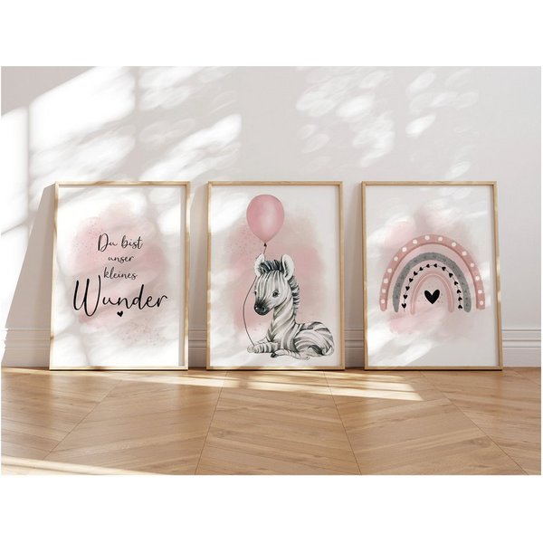 MeinBaby123® Poster Bilder Kinderzimmer, Poster Kinderzimmer Deko, Babyzimmer Deko, Spruch Wandbilder, Boho, Tiere