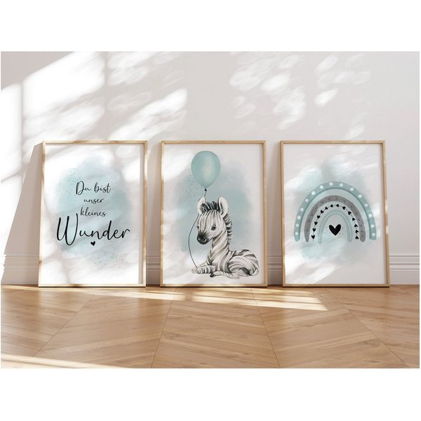 MeinBaby123® Poster Bilder Kinderzimmer, Poster Kinderzimmer Deko, Babyzimmer Deko, Spruch Wandbilder, Boho, Tiere
