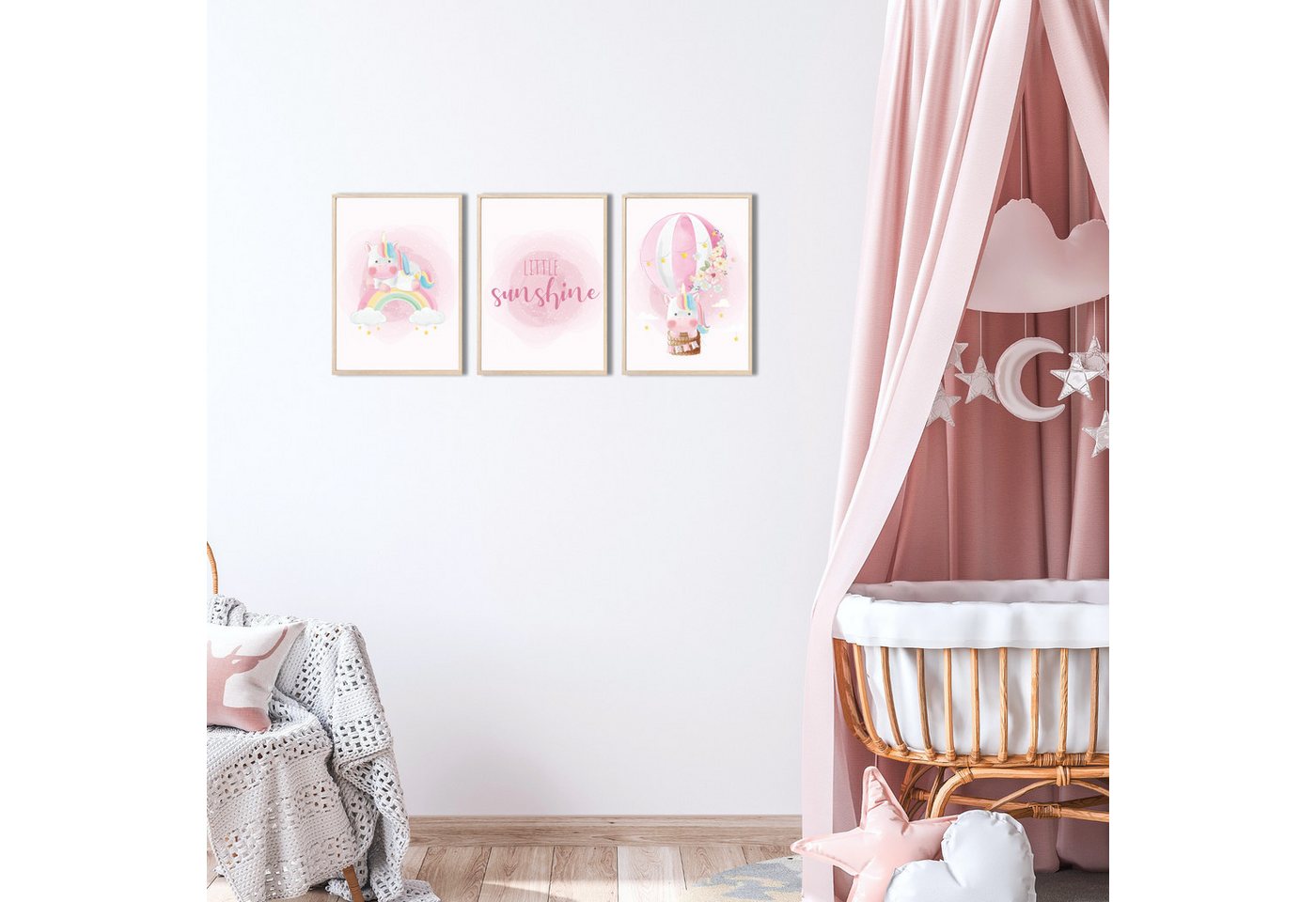 MeinBaby123® Poster Einhorn Bilder Kinderzimmer, Poster Kinderzimmer Deko, Babyzimmer Deko, Wandbilder, Einhorn, Prinzessin – Bild 3 von 5