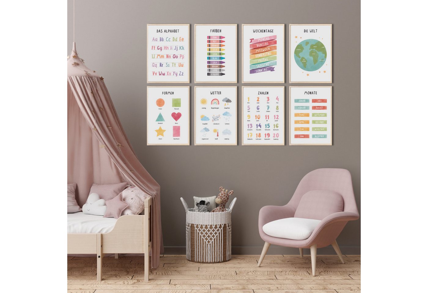 MeinBaby123® Poster Lernposter, Bilder Kinderzimmer Deko, Buchstaben, Alphabet, Zahlen, Mathe, Formen – Bild 2 von 5