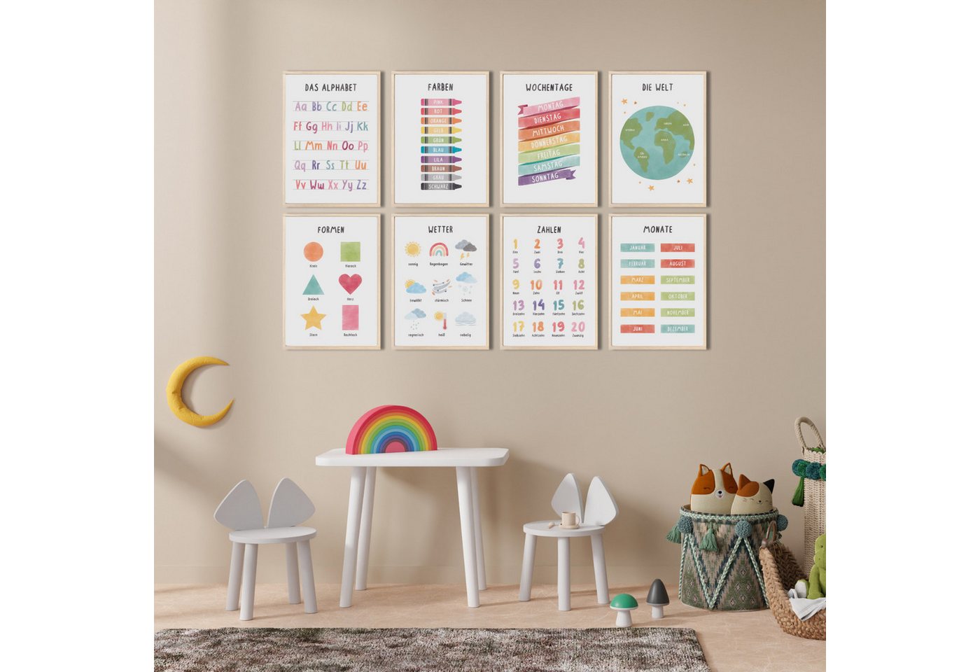 MeinBaby123® Poster Lernposter, Bilder Kinderzimmer Deko, Buchstaben, Alphabet, Zahlen, Mathe, Formen – Bild 3 von 5