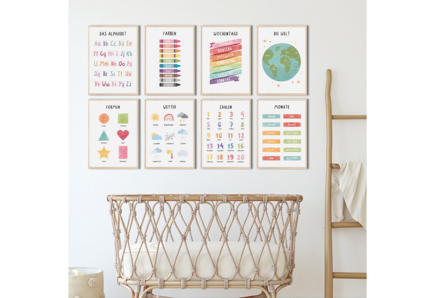 MeinBaby123® Poster Lernposter, Bilder Kinderzimmer Deko, Buchstaben, Alphabet, Zahlen, Mathe, Formen – Bild 4 von 5