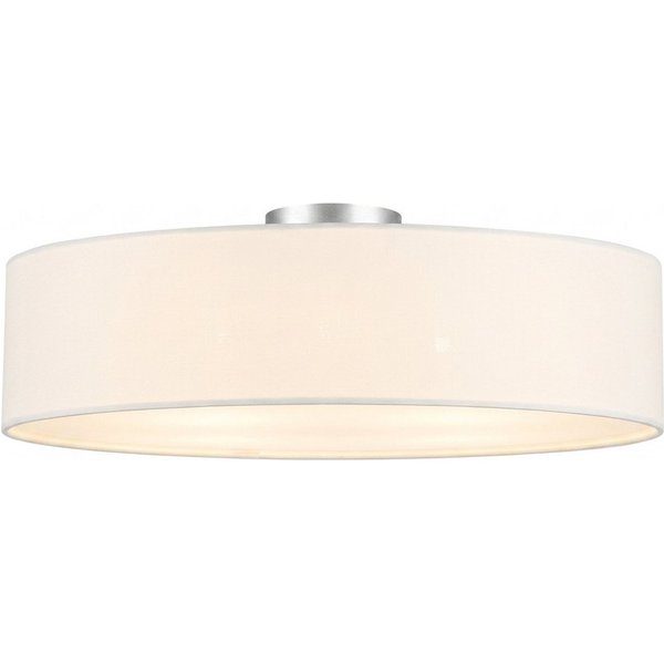 meineWunschleuchte Deckenleuchte mit Stoff Lampenschirm Weiß Ø 60cm, ohne Leuchtmittel, große Stoff-Lampe, gemütliche Deckenlampe, E14 Schlafzimmerlampe