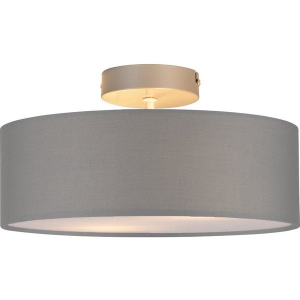 meineWunschleuchte Deckenleuchte mit Stoff Lampenschirm Grau Braun Ø 30cm, ohne Leuchtmittel, kleine Stoff-Lampe, gemütliche Deckenlampe, E14 Schlafzimmerlampe