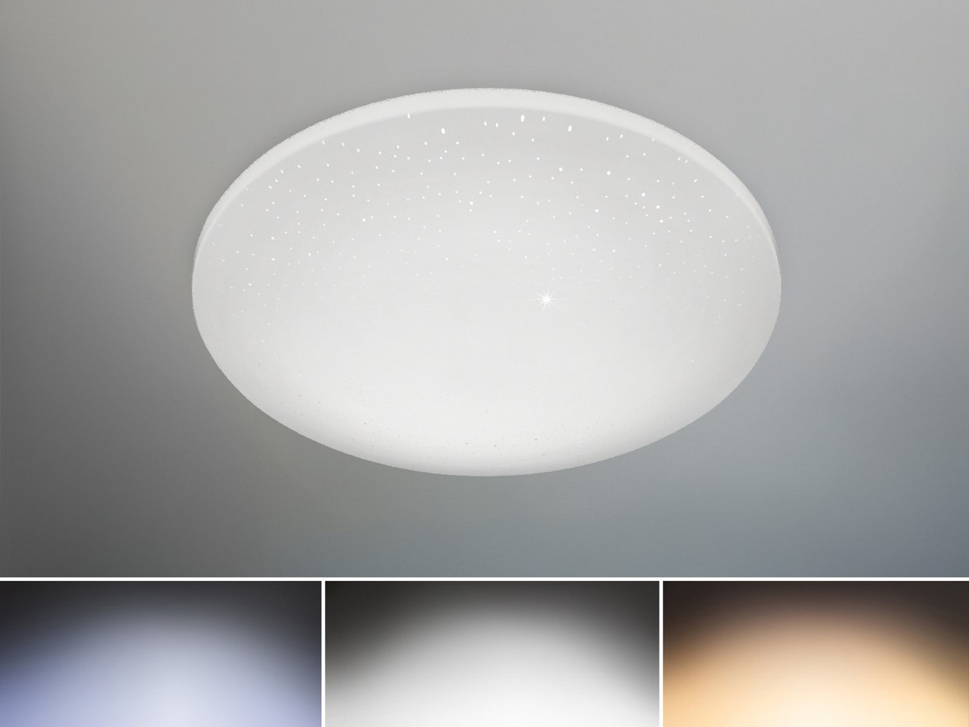 meineWunschleuchte LED Deckenleuchte, Dimmfunktion Nachtlichtfunktion, LED fest integriert, Neutralweiß, Warmweiß, Flache Sternenhimmel Lampe mit Fernbedienung  – Bild 2 von 5