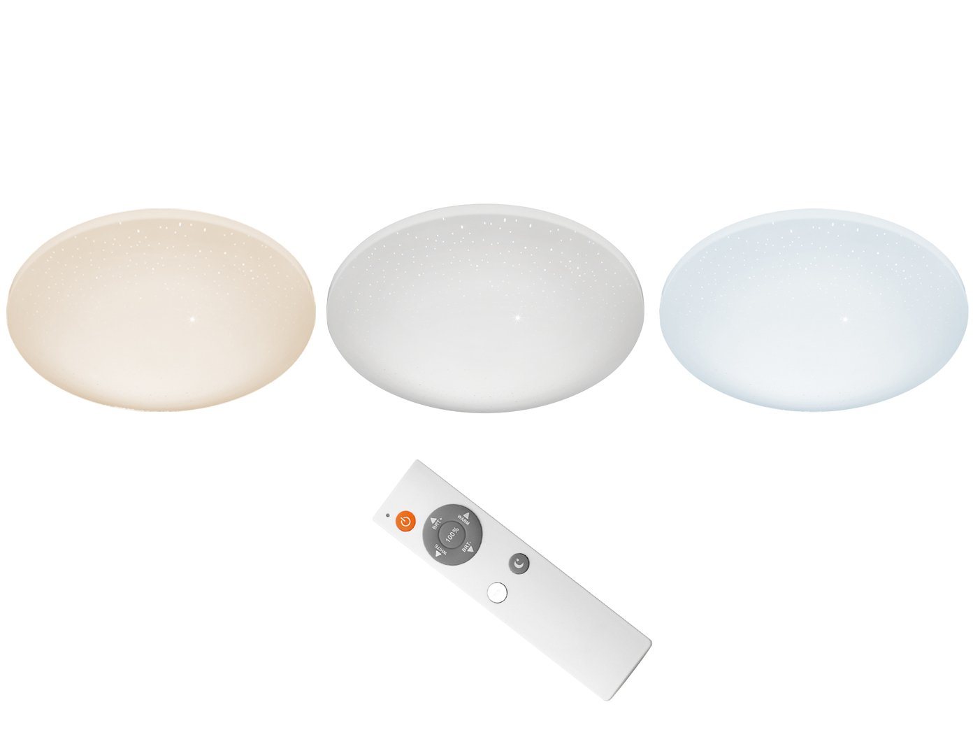 meineWunschleuchte LED Deckenleuchte, Dimmfunktion Nachtlichtfunktion, LED fest integriert, Neutralweiß, Warmweiß, Flache Sternenhimmel Lampe mit Fernbedienung  – Bild 5 von 5