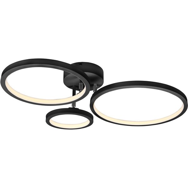 meineWunschleuchte LED Deckenleuchte Ringe schwenkbar, Breite 71cm, Dimmfunktion, LED fest integriert, Warmweiß, große Wohnzimmer Deckenlampe modern dimmbar übe