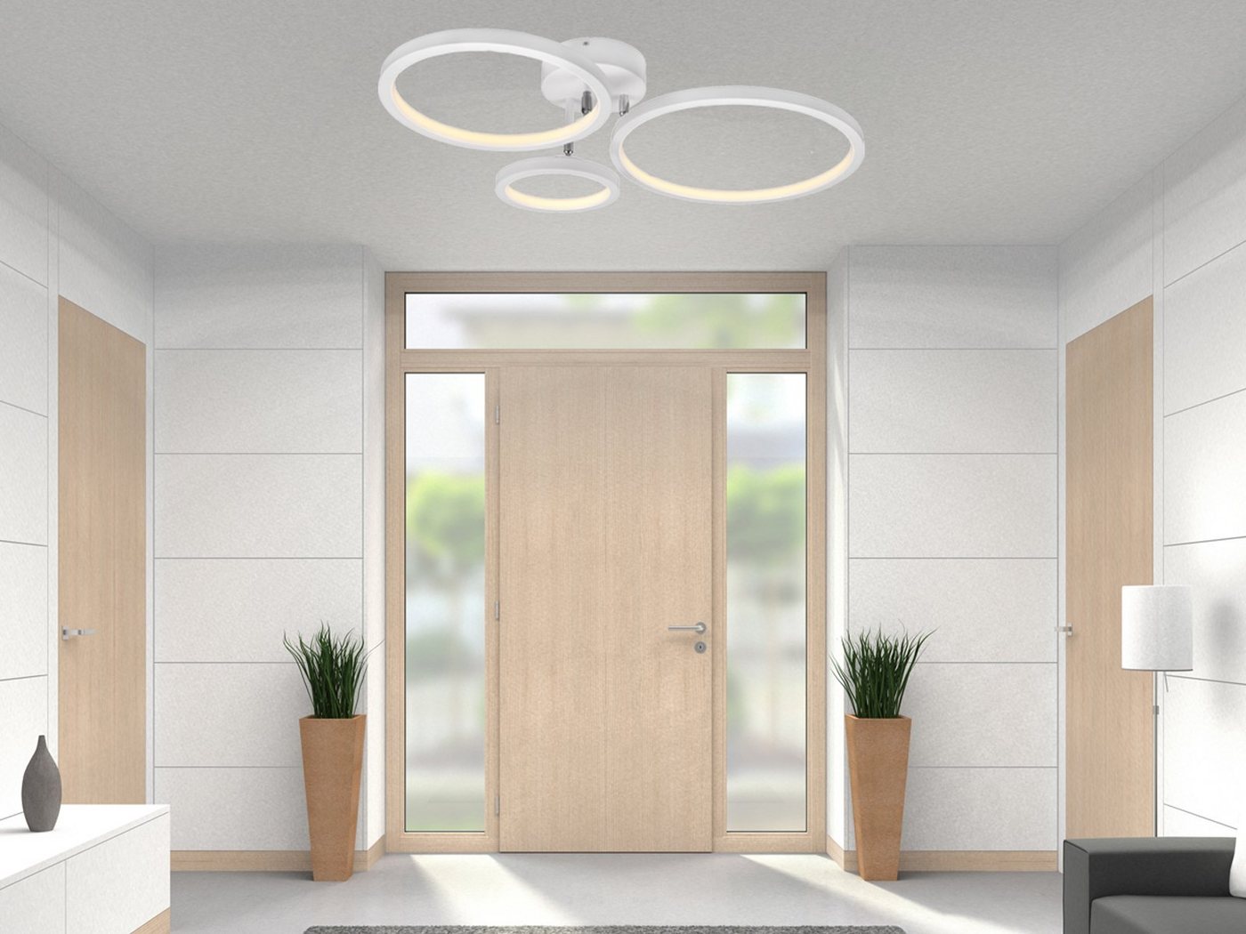 meineWunschleuchte LED Deckenleuchte Ringe schwenkbar, Breite 71cm, Dimmfunktion, LED fest integriert, Warmweiß, große Wohnzimmer Deckenlampe modern dimmbar übe – Bild 2 von 5