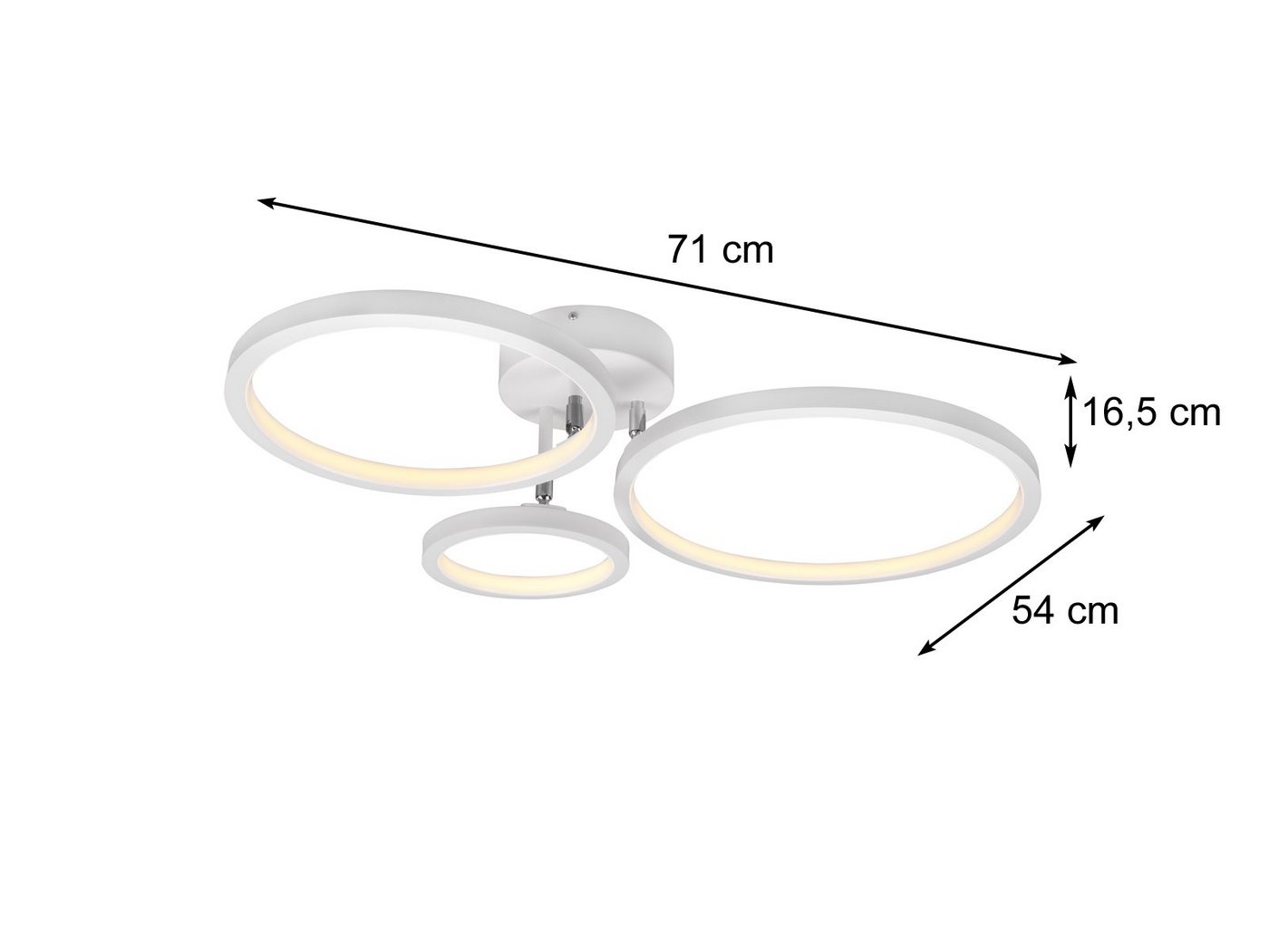 meineWunschleuchte LED Deckenleuchte Ringe schwenkbar, Breite 71cm, Dimmfunktion, LED fest integriert, Warmweiß, große Wohnzimmer Deckenlampe modern dimmbar übe – Bild 4 von 5