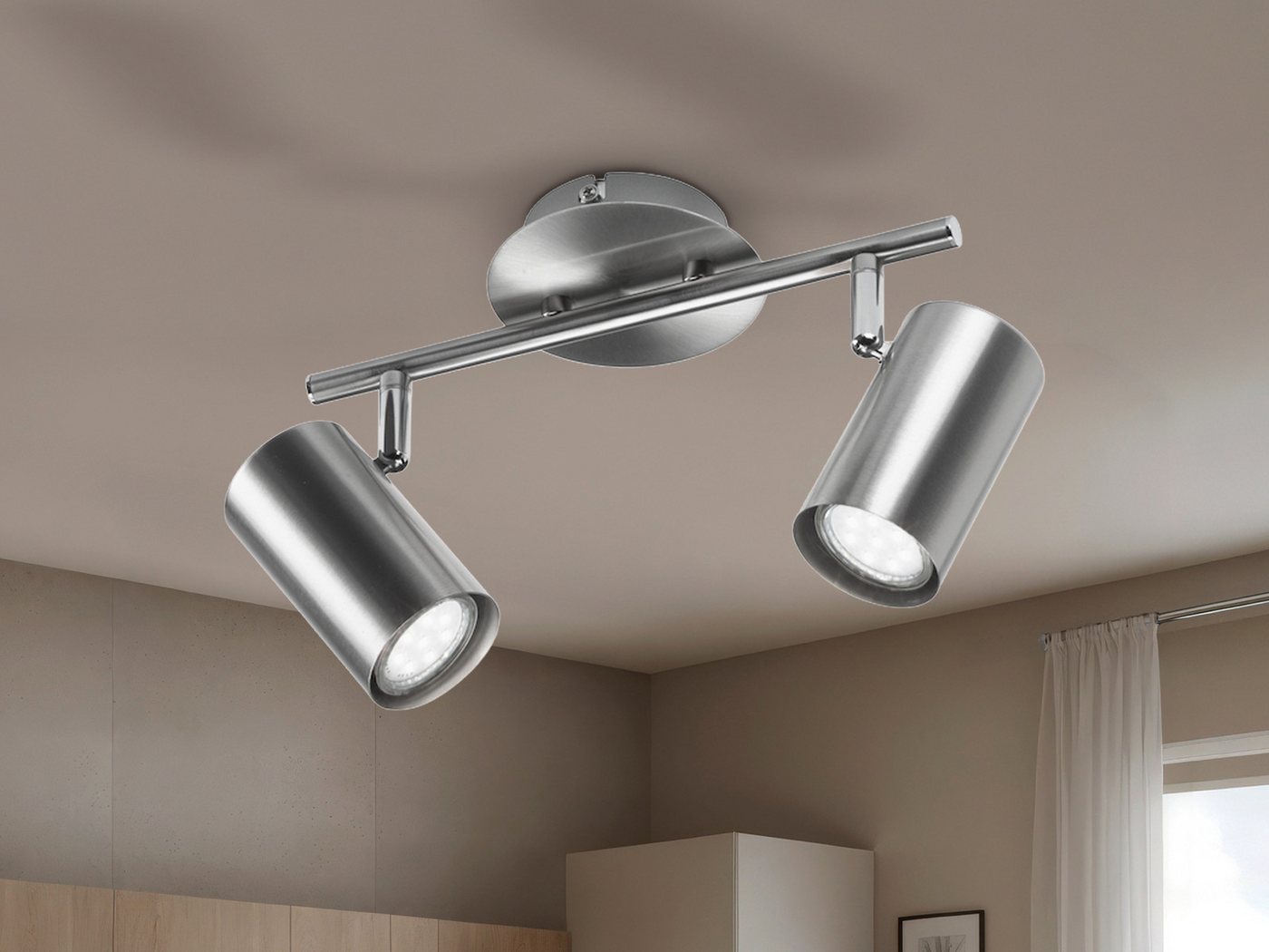 meineWunschleuchte LED Deckenstrahler inkl. GU10 LED, Breite 32,5cm, LED wechselbar, Warmweiß, Innen Strahler 2-flammig, Spots schwenkbar, moderne Deckenleuchte – Bild 2 von 5