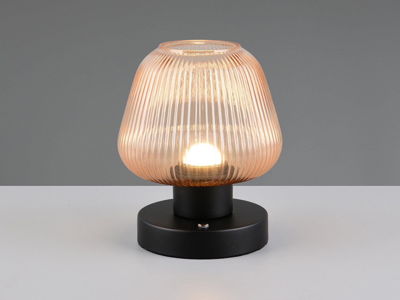 meineWunschleuchte LED Tischleuchte, Dimmfunktion, LED fest integriert, Warmweiß, kleine kabel-lose Akku Lampe ohne Strom mit Glas Lampenschirm H: 18cm – Bild 3 von 5