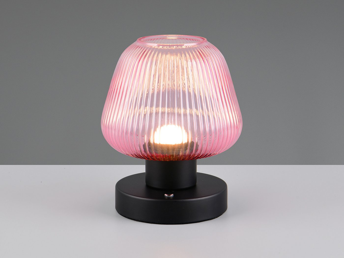 meineWunschleuchte LED Tischleuchte, Dimmfunktion, LED fest integriert, Warmweiß, kleine kabel-lose Akku Lampe ohne Strom mit Glas Lampenschirm H: 18cm – Bild 3 von 5