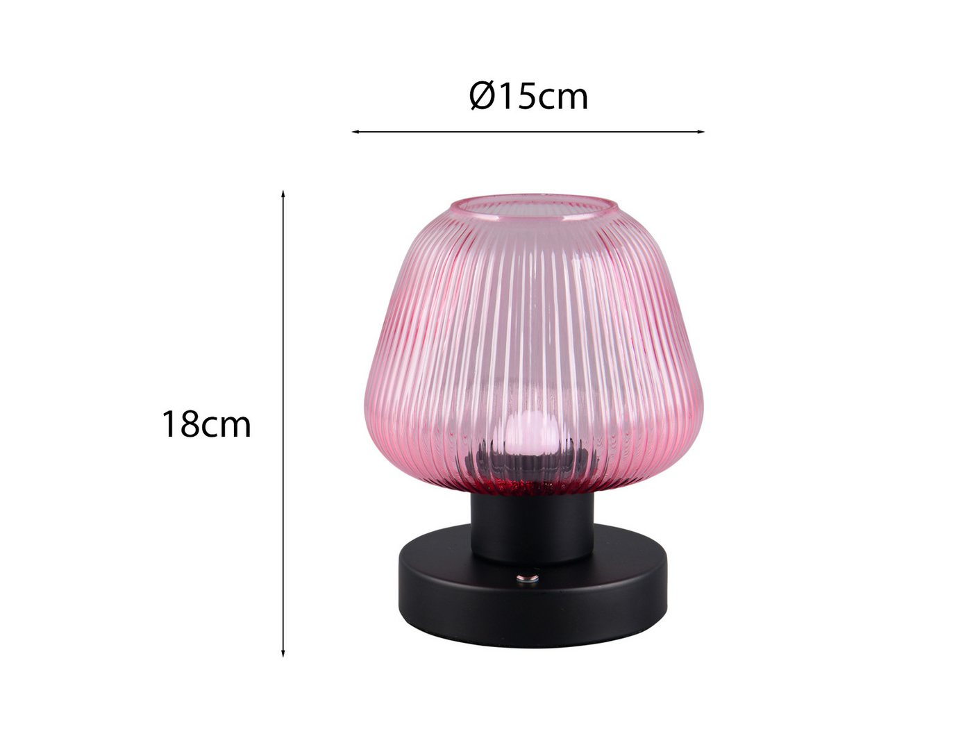 meineWunschleuchte LED Tischleuchte, Dimmfunktion, LED fest integriert, Warmweiß, kleine kabel-lose Akku Lampe ohne Strom mit Glas Lampenschirm H: 18cm – Bild 4 von 5