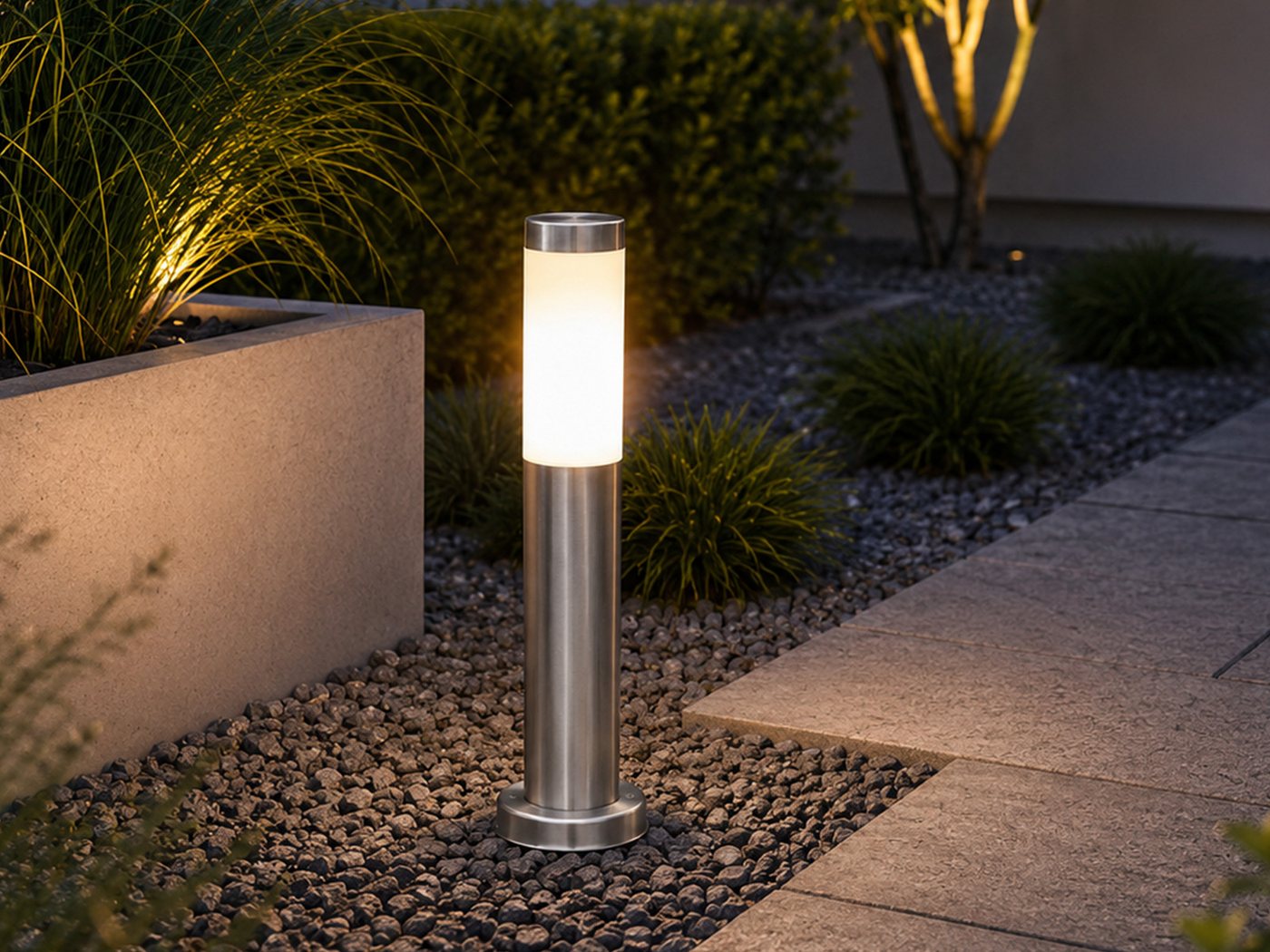 meineWunschleuchte Sockelleuchten E27 Gartenlampe aus Edelstahl, Höhe 45cm, ohne Leuchtmittel, Außen-Leuchte zur Garten-Wegbeleuchtung, Außenbeleuchtung Einfahr – Bild 2 von 5