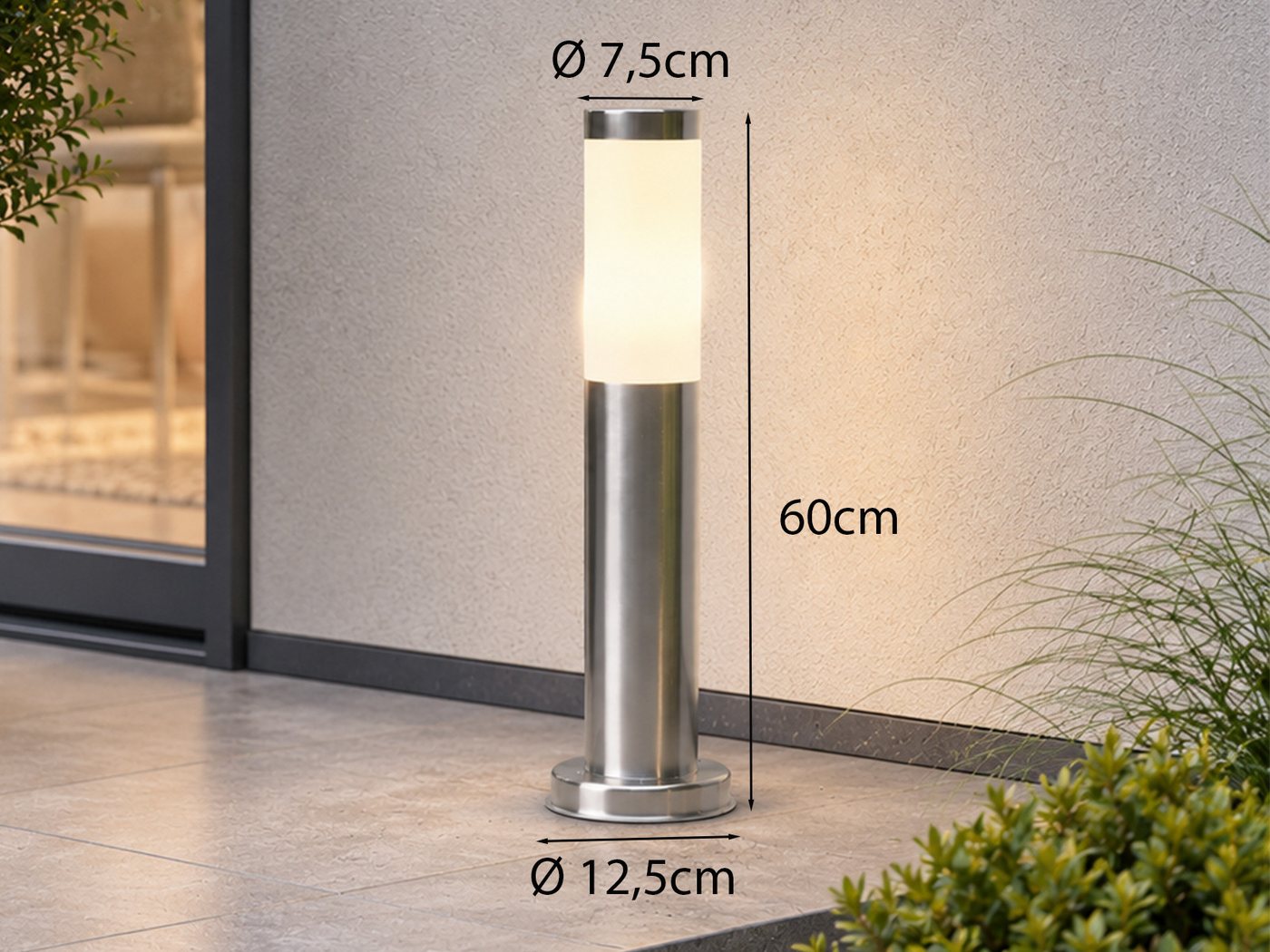 meineWunschleuchte Sockelleuchten E27 Gartenlampe aus Edelstahl, Höhe 45cm, ohne Leuchtmittel, Außen-Leuchte zur Garten-Wegbeleuchtung, Außenbeleuchtung Einfahr – Bild 4 von 5