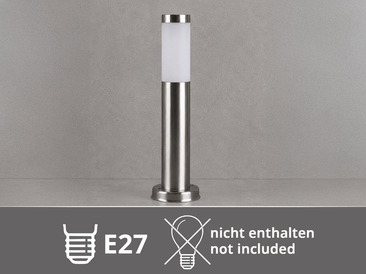 meineWunschleuchte Sockelleuchten E27 Gartenlampe aus Edelstahl, Höhe 45cm, ohne Leuchtmittel, Außen-Leuchte zur Garten-Wegbeleuchtung, Außenbeleuchtung Einfahr – Bild 5 von 5
