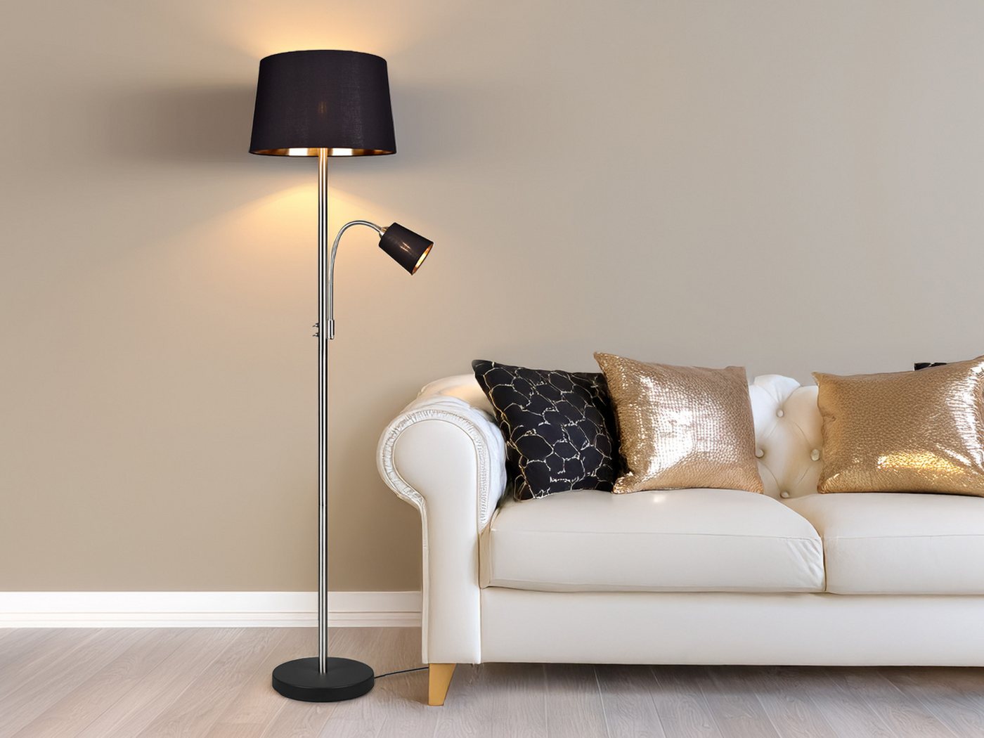 meineWunschleuchte Stehlampe, Lesearm, ohne Leuchtmittel, große Steh-Leuchte mit Leselampe, Leselicht für Lese-Ecke, Höhe: 180cm – Bild 2 von 5