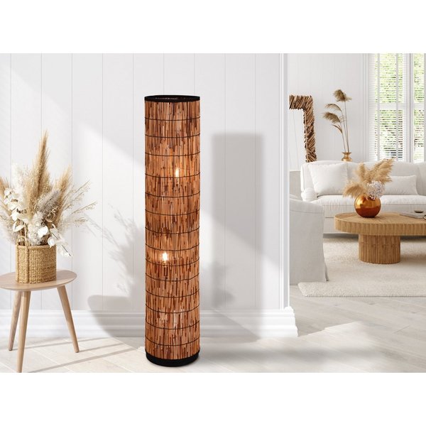 meineWunschleuchte Stehlampe Lichtsäule aus Rattan, Höhe 120cm, ohne Leuchtmittel, kleine Stehleuchte Säule, indirekte Beleuchtung Wohnzimmer Ecke