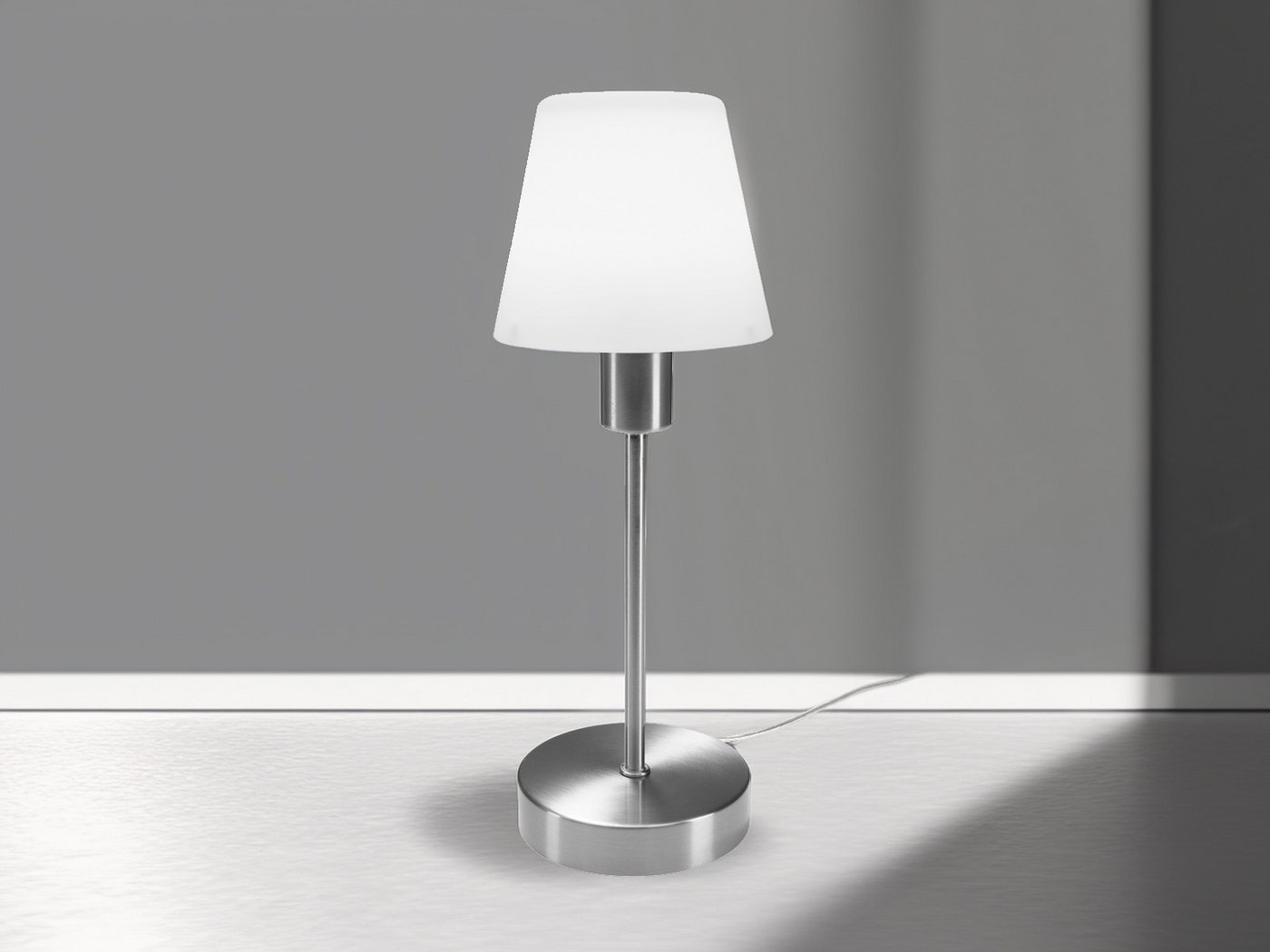 meineWunschleuchte Tischleuchte mit Touch inkl. E14 LED, Höhe 32cm, dimmbar, LED wechselbar, Warmweiß, Nacht-Tischlampe mit Glasschirm, Wohnzimmer Fensterbank – Bild 3 von 5