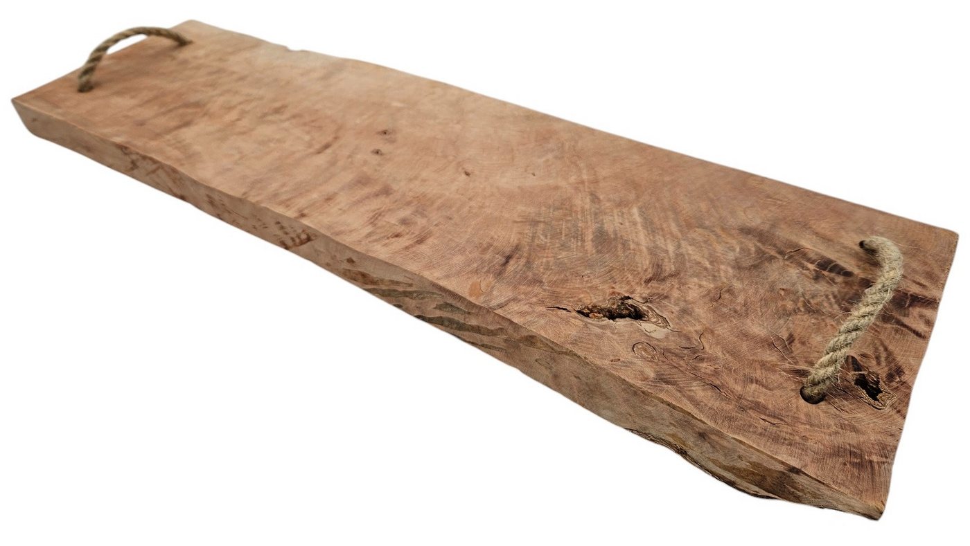 Meinposten Dekotablett Serviertablett Holz Servierbrett Anrichteplatte Platte Tablett braun (1 St), mit Kordel Griffe – Bild 3 von 5