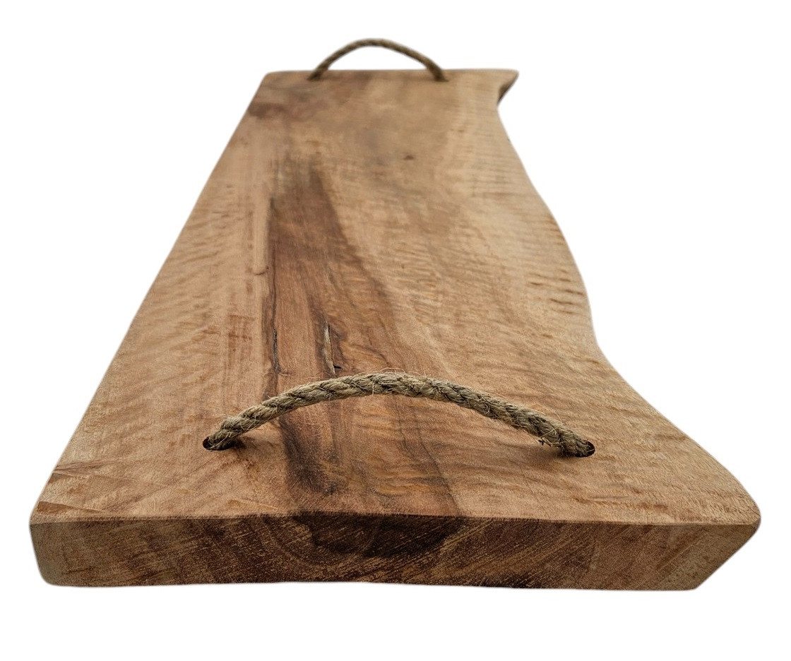 Meinposten Dekotablett Serviertablett Holz Servierbrett Anrichteplatte Platte Tablett braun (1 St), mit Kordel Griffe – Bild 5 von 5