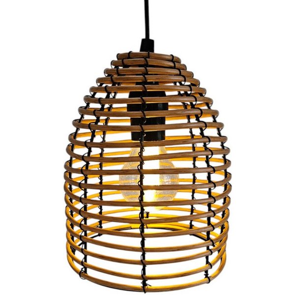 Meinposten Hängeleuchte LED Rattan Optik Außen Innenbereich 18x16 cm Gartenbeleuchtung, LED fest integriert, warmweiß