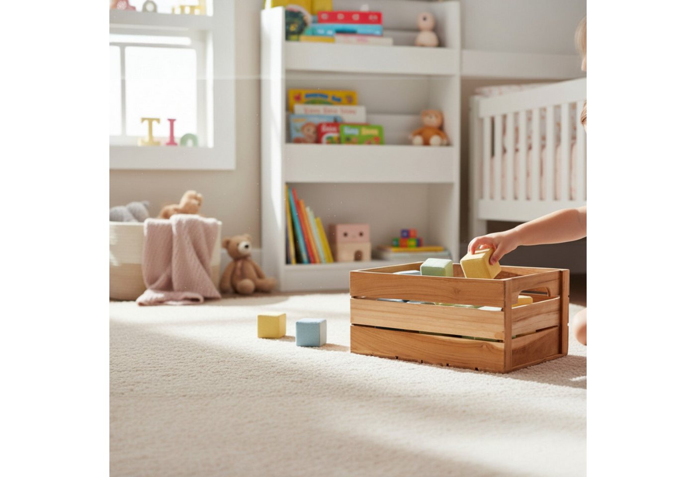 Meinposten Holzkiste Teakholz Dekokiste Korb Aufbewahrungsbox Box 28x22 o. 20x13 cm Holzbox (1 St) – Bild 4 von 5