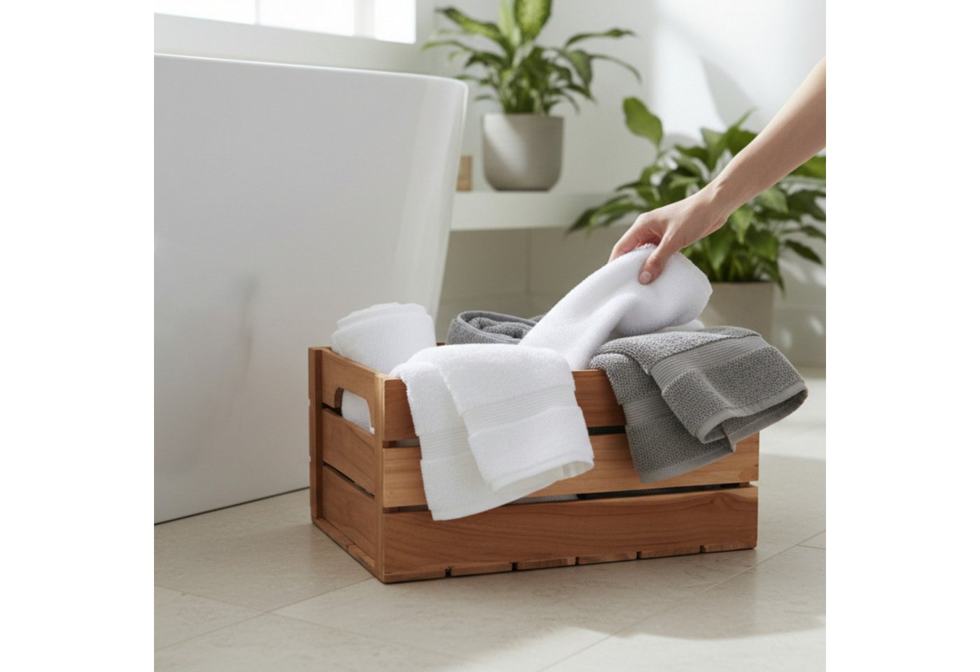 Meinposten Holzkiste Teakholz Dekokiste Korb Aufbewahrungsbox Box 28x22 o. 20x13 cm Holzbox (1 St) – Bild 5 von 5
