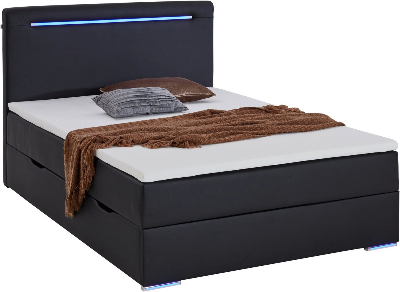 meise.möbel Boxbett CANDELA, Polsterbett mit Bettkasten, inkl. Taschenfederkernmatratze H3, mit Kaltschaum-Topper & LED-Beleuchtung, Liegefläche 140x200 cm – Bild 2 von 5