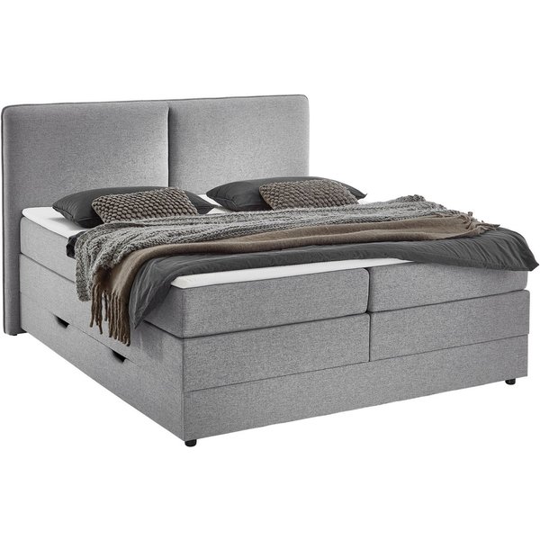 meise.möbel Boxbett COLUMBIA, Polsterbett mit Bettkasten und Taschenfederkernmatratze H3, mit Kaltschaum-Topper, Strukturstoff-Bezug, Liegefläche 180x200 cm