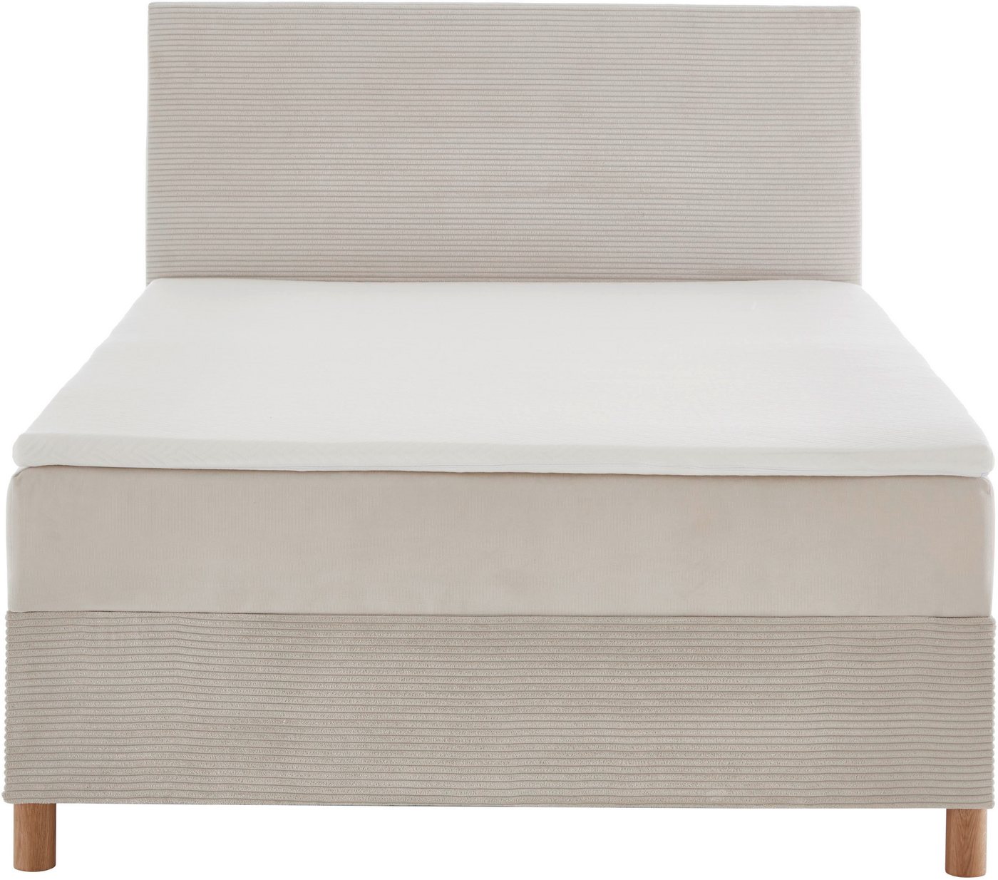 meise.möbel Boxbett KORSIKA, Polsterbett mit Bettkasten, inkl. Taschenfederkernmatratze H3, mit Kaltschaum-Topper, Cordstoff-Bezug, 140x200 cm, Holzfüße – Bild 4 von 5