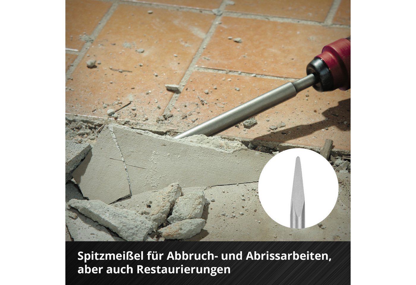 Einhell Meißel-Set Original Einhell 4-tlg. SDS Plus Meißel-Set, 250 mm (mit Spitzmeißel, (4-tlg) Original Einhell 4-tlg. SDS Plus Meißel-Set, 250 mm (mit Spitzm – Bild 5 von 5